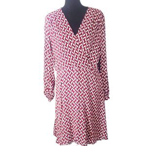 Banana Republic Red White Blue V-neck Wrap Dress Size 16